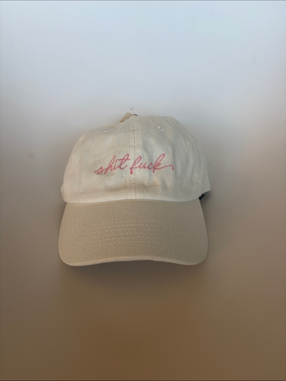 Francesca's Cream Twill Baseball Cap with Brass Buckle
